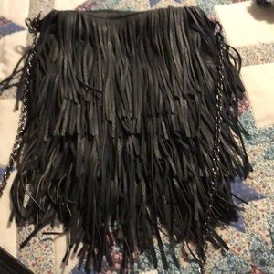 Leather fringe purse